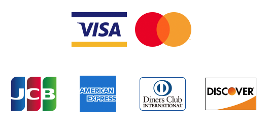 Visa／MasterCard/JCB／American Express／Diners Club／Discover/が対応可能です。